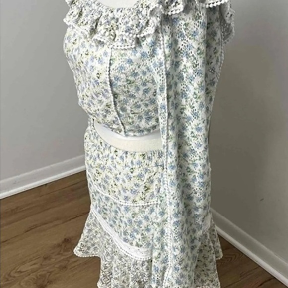 House of Harlow 1960 Floral Boho Lace Crop Top Mini Skirt Set Small - Picture 2 of 8